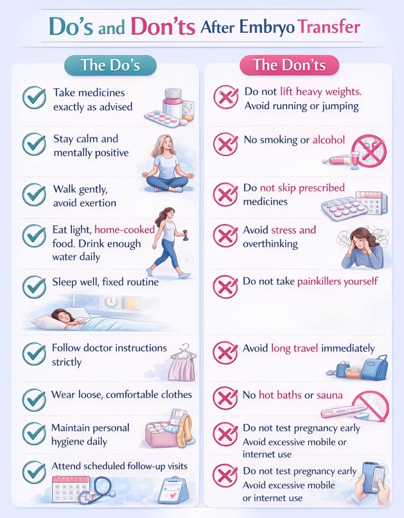 Do’s and Don’ts After Embryo Transfer