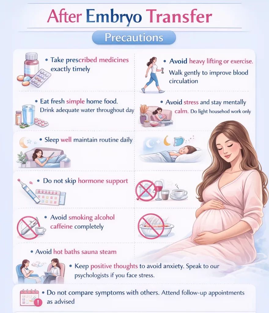 after embryo transfer precautions