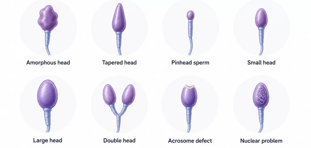 Head defects in sperm structure