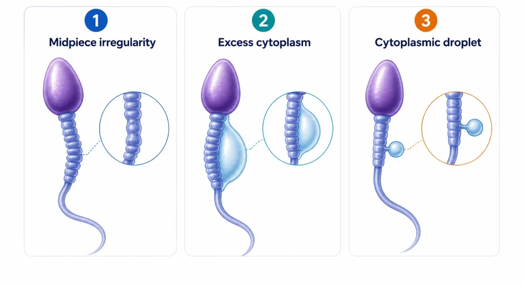 Midpiece defects in sperm structure