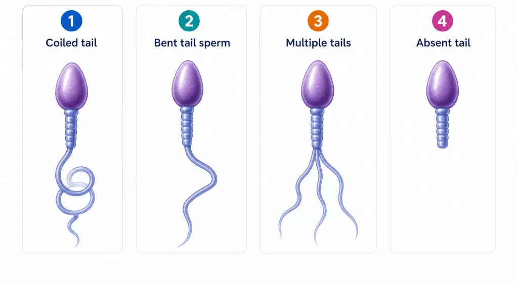 Tail defects in sperm cells