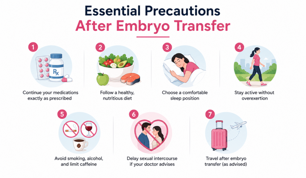 precautions after embryo transfer