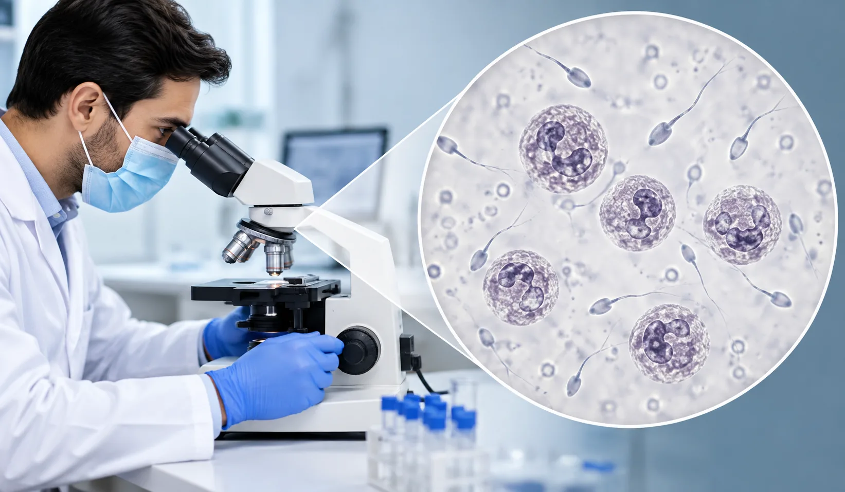 Microscope Analysis of Semen Pus Cells